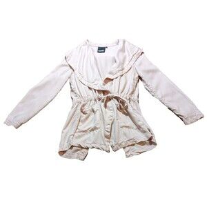 Nanette Lepore Pink Tie Front Jacket Soft Tencel Pockets Drawstring Size XS